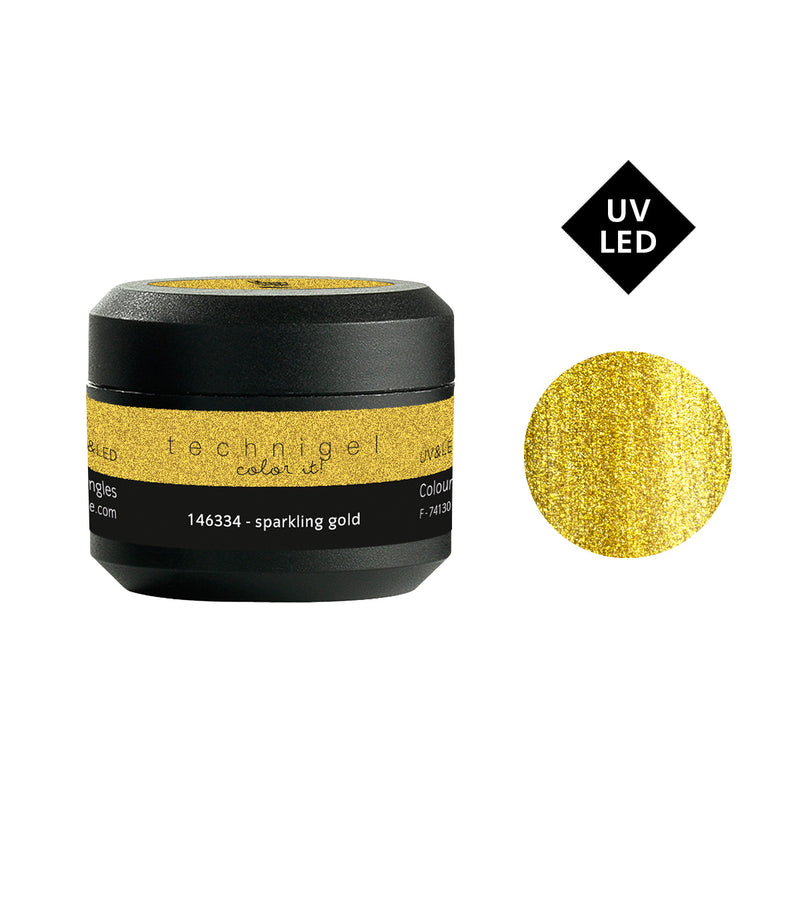 Farbiges UV&LED -Gel für Nägel sparkling gold  5g